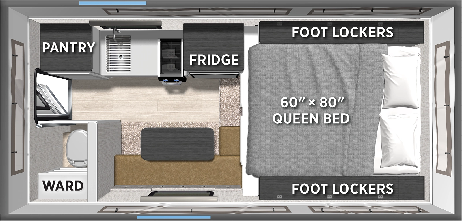 The Backpack Truck Camper SS-1240 floorplan features include: toilet.